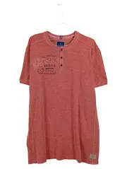 Vorschaubild 1 von Herren Henley T-Shirt Gr. 52/XL Rot Baumwolle Casual
