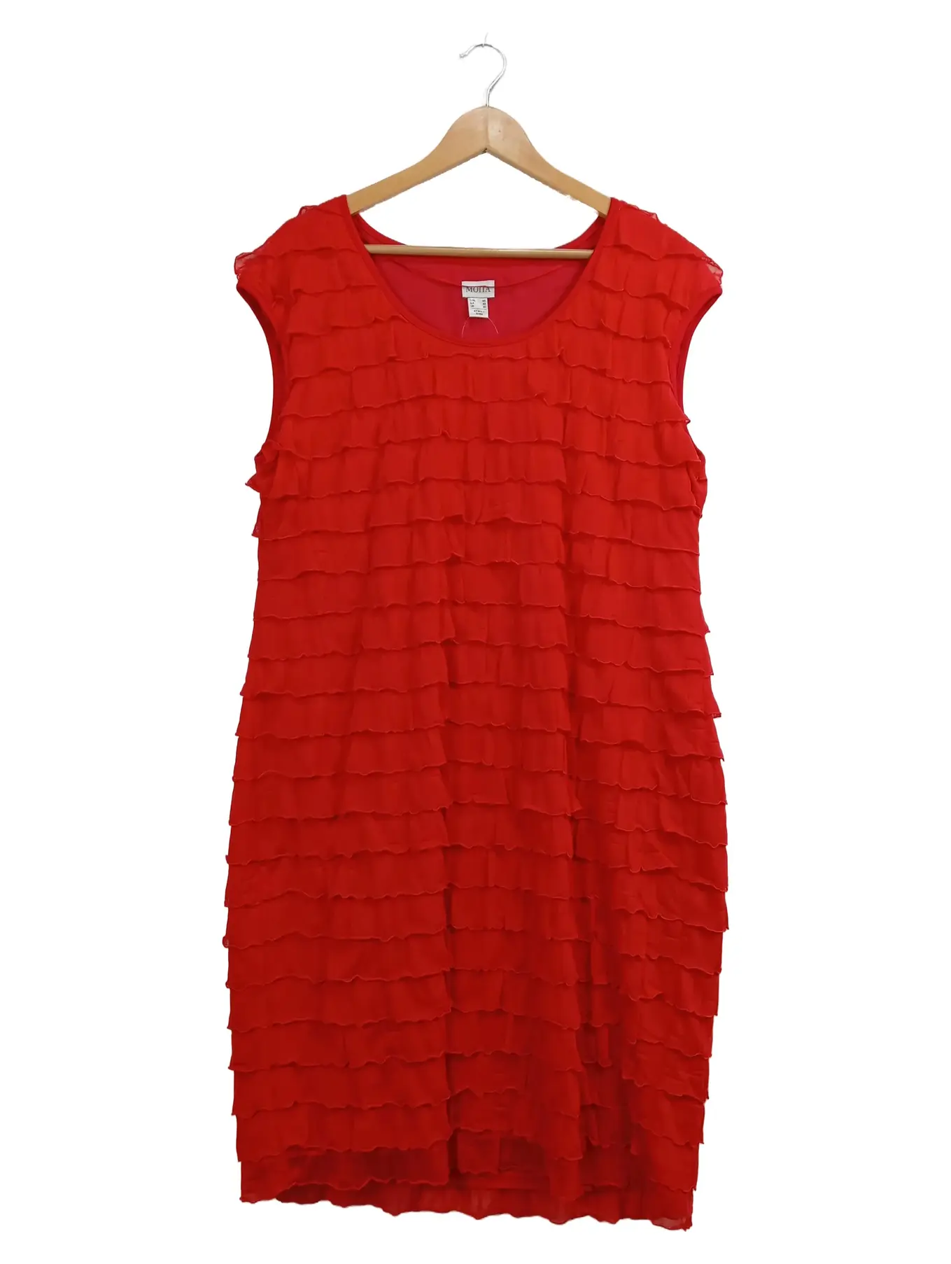 MONA Damen Festliches Kleid Gr. 46 Rot Elegant Rüschen Midikleid