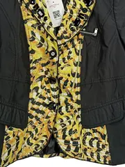 Vorschaubild 3 von Damen Blazer Gr. 40 Schwarz Gelb Animal-Print Strasssteine