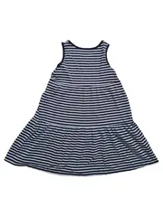Vorschaubild 2 von Mädchen Sommerkleid Gr. 152 Maritim Gestreift Blau Baumwolle