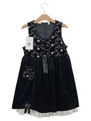 Vorschaubild 1 von Mädchen Festliches Kleid Gr. 104 Schwarz Traditionell Samt Stickerei