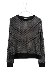 Vorschaubild 1 von Damen Pullover Gr. 36 S Schwarz Gepunktet Glitzer Rippstrick Party