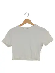 Vorschaubild 1 von Damen Ripp Crop T-Shirt Kurzarm Weiß Gr. 40/L Basic