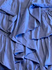 Vorschaubild 5 von Damen Top ärmellos Rüschen Blau Gr. XS 34 Baumwolle