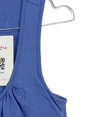 Vorschaubild 3 von Damen Top ärmellos Rüschen Blau Gr. XS 34 Baumwolle