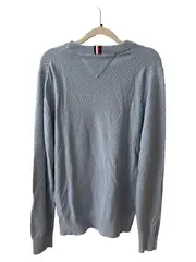 Vorschaubild 2 von Pullover Herren Gr. 46/S Blau Baumwolle Strick Rundhals Logo