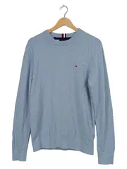 Vorschaubild 1 von Pullover Herren Gr. 46/S Blau Baumwolle Strick Rundhals Logo