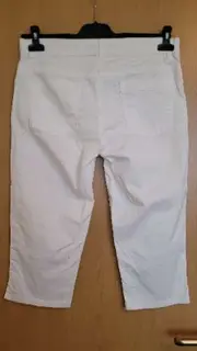Vorschaubild 4 von Damen Capri Stoffhose Weiß Gr. 40 Baumwolle 3/4 Hose