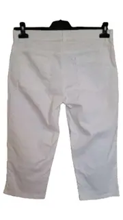 Vorschaubild 2 von Damen Capri Stoffhose Weiß Gr. 40 Baumwolle 3/4 Hose