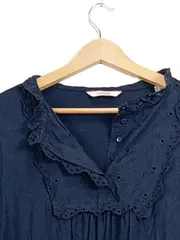 Vorschaubild 2 von TCM Damen Bluse Langarm Spitze Lochstickerei Gr. 40/42 Navy Blau