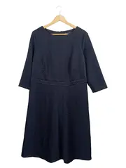 Vorschaubild 1 von A-Linien Kleid Business Strukturmuster Blau Gr. 44 Midikleid