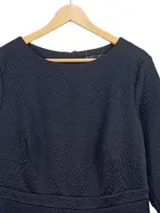 Vorschaubild 2 von A-Linien Kleid Business Strukturmuster Blau Gr. 44 Midikleid