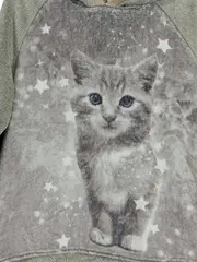 Vorschaubild 2 von Kinder Hoodie Kapuzenpullover Fleece Katzenmotiv Gr. 134/140 Grün