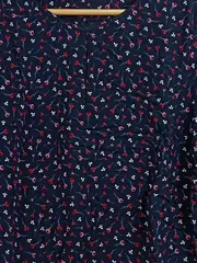 Vorschaubild 2 von Damen Bluse Gr. 44 Blau Blumenmuster 3/4-Arm Viskose