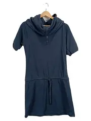 Vorschaubild 1 von Damen Sweatkleid Schalkragen Gr. M Blau Baumwolle Casual