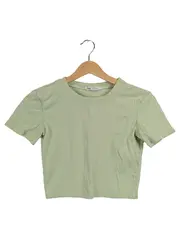 Vorschaubild 1 von Damen Crop T-Shirt Kurzarm Gr. S/36 Grün Basic Baumwolle