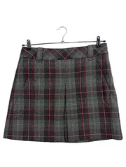 Vorschaubild 1 von Faltenrock Minirock Damen Gr. 38 M Kariert Grau Wolle Herbst