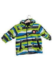 Vorschaubild 1 von Tec Winterjacke Kinder Jacke Gr. 80 Gestreift Kapuze Outdoor Blau Grün