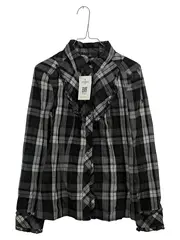 Vorschaubild 1 von Hemdbluse Damen Gr. M kariert grau schwarz Rüschen