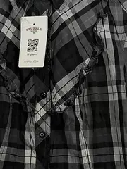 Vorschaubild 2 von Hemdbluse Damen Gr. M kariert grau schwarz Rüschen