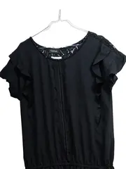 Vorschaubild 3 von TAIFUN Damen Jumpsuit Gr. 42 Schwarz Elegant Spitze Rüschen Overall
