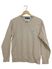 Vorschaubild 1 von Pullover Herren V-Ausschnitt Gr. M Beige Baumwolle Basic Logo
