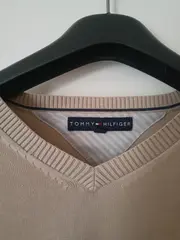Vorschaubild 7 von Pullover Herren V-Ausschnitt Gr. M Beige Baumwolle Basic Logo