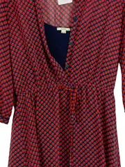 Vorschaubild 2 von Damen Freizeitkleid Gr. 36 Rot Blau Punkte V-Ausschnitt