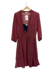 Vorschaubild 1 von Damen Freizeitkleid Gr. 36 Rot Blau Punkte V-Ausschnitt