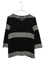 Vorschaubild 1 von Langarmshirt Damen Gr. 36/S Schwarz Gestreift Viskose Stretch Casual