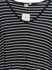 Vorschaubild 2 von Damen Langarmshirt Gr. M (38) Schwarz Gestreift Viskose Casual Basic