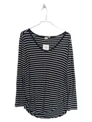 Vorschaubild 1 von Damen Langarmshirt Gr. M (38) Schwarz Gestreift Viskose Casual Basic