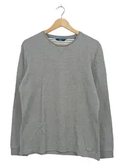 Vorschaubild 1 von Herren Langarmshirt Gr. L Grau Meliert Fitted Baumwolle