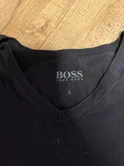 Vorschaubild 2 von Herren T-Shirt V-Ausschnitt Schwarz Gr. L Basic Baumwolle