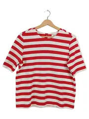 Vorschaubild 1 von Damen T-Shirt Rot Gestreift Maritim Baumwolle Gr. 38 M