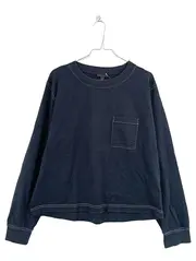 Vorschaubild 1 von Langarmshirt Damen Gr. 36 S Blau Baumwolle Casual Kontrastnähte Tasche