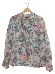 Vorschaubild 1 von Taifun Damen Bluse Gr. 40 L Blumenmuster Rüschen Chiffon Floral