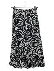 Vorschaubild 1 von Damen Faltenrock Gr. 38 Schwarz Weiß Zebra Animal Print Midi