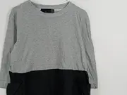Vorschaubild 3 von Damen Langarmshirt Oversized Baumwolle Meliert Grau Gr. 40 L