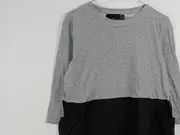 Vorschaubild 4 von Damen Langarmshirt Oversized Baumwolle Meliert Grau Gr. 40 L