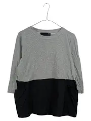 Vorschaubild 1 von Damen Langarmshirt Oversized Baumwolle Meliert Grau Gr. 40 L