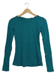 Vorschaubild 1 von Langarmshirt Damen Gr. 36/S Petrol Baumwolle Basic Longsleeve