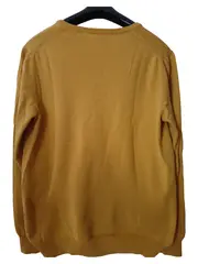 Vorschaubild 2 von Pullover Herren V-Ausschnitt Gr. L Gelb Baumwolle Strickpullover Logo