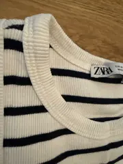 Vorschaubild 2 von Damen Tanktop Gr. 38/M Weiß Blau Gestreift Rippstrick Maritim