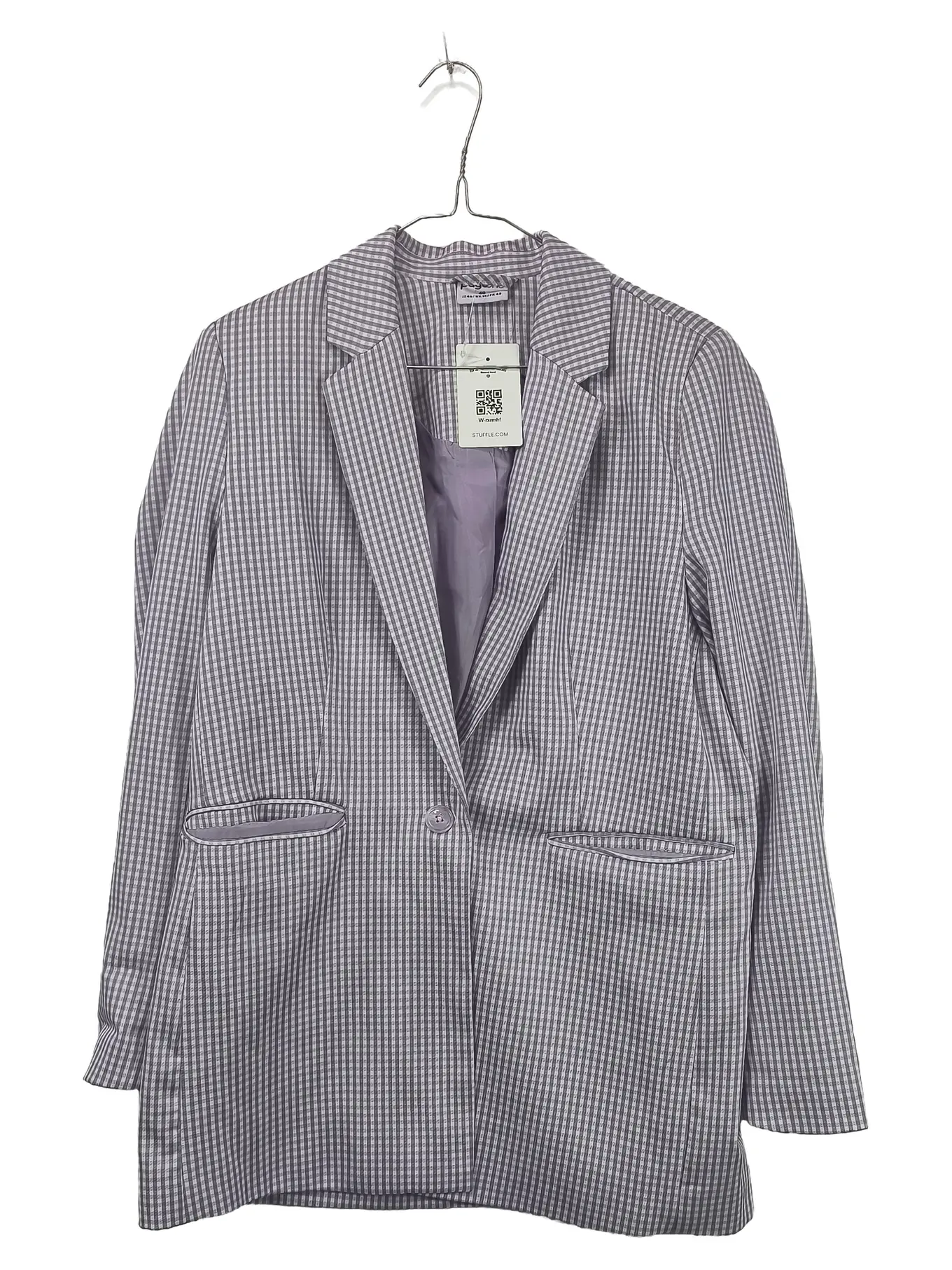 PAGEONE Damen Blazer Kariert Lila Business Gr. 40 Langarm 75cm