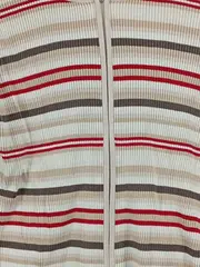 Vorschaubild 4 von Damen Strickjacke Kapuze Reißverschluss Streifen Gr. L Beige Rot