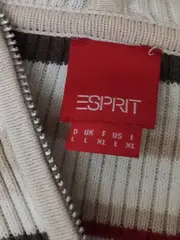 Vorschaubild 6 von Damen Strickjacke Kapuze Reißverschluss Streifen Gr. L Beige Rot