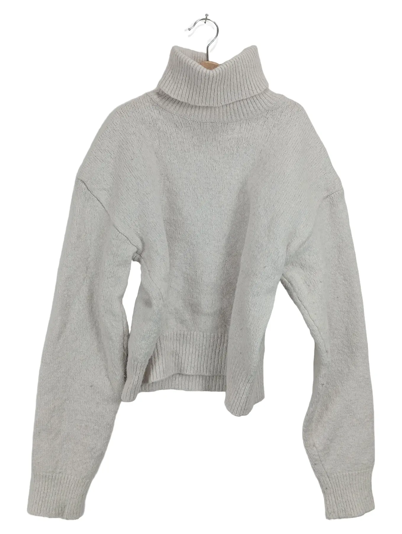 MANGO Rollkragen Pullover Damen Gr. 36 S Beige Strick Wolle Alpaka Casual Winter