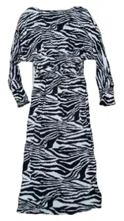 Vorschaubild 2 von Damen Freizeitkleid Zebra Muster Langarm Gr. 38 Schwarz Weiß