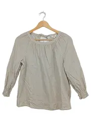 Vorschaubild 2 von Damen Bluse Gr. 36 Beige Gestreift Baumwolle Langarm Casual